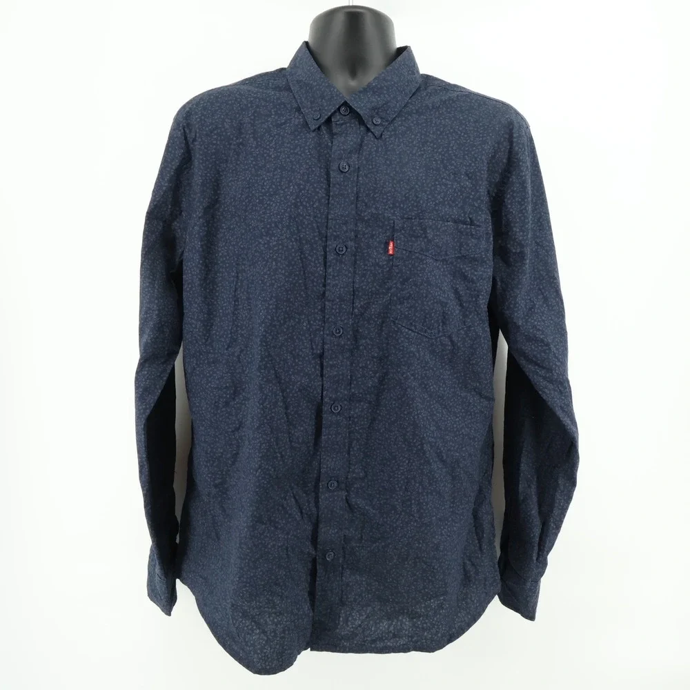 Levi Strauss‎ & Co. Mens L Button Down Shirt Blue Floral Long Sleeve Casual